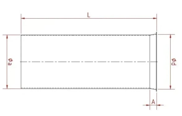 Insertion pipe DN 350 x 1,5 mm, 500 mm long, 1.0330, powder-coated