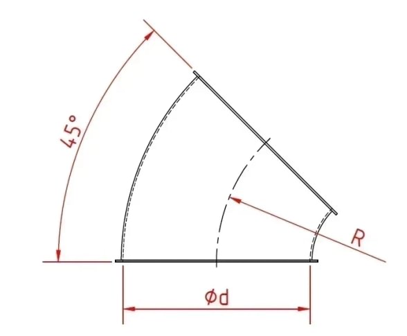 Alkūnė d120mm/2mm/45°, cinkuota