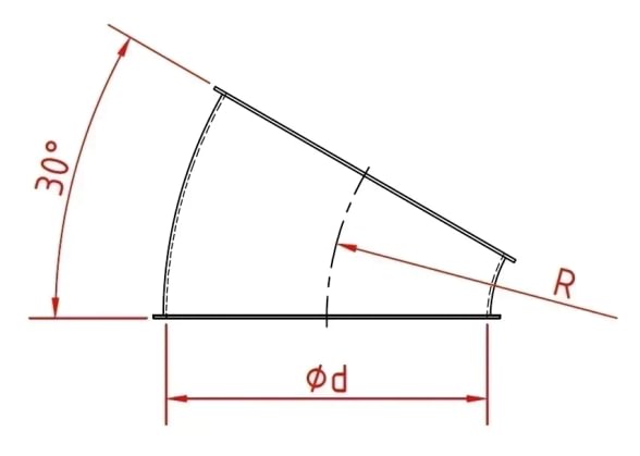 Segment DN 150 x 2 mm, 30°, R=175, 1.0330, powder-coated