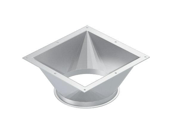 Perėjimas iš kvadrato į apvalų d120/2mm, nerūdijančio plieno