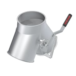 Two-way valve with collar DN 100 x 2 mm, symmetrical, 60°, 1.0330, powder-coated without flap seal, manually operated