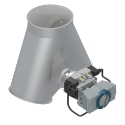 Skirstytuvas dviejų krypčių simetrinis pneumatinis d120/2mm, 45°, dažytas