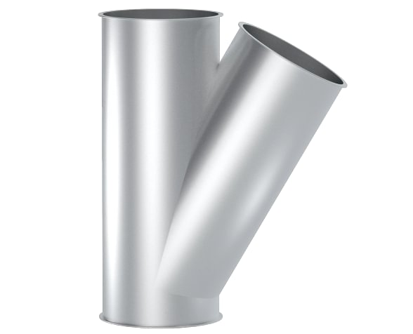 Y-piece DN 120/120/120 x 1,5 mm, 30°, 1.0330, powder-coated
