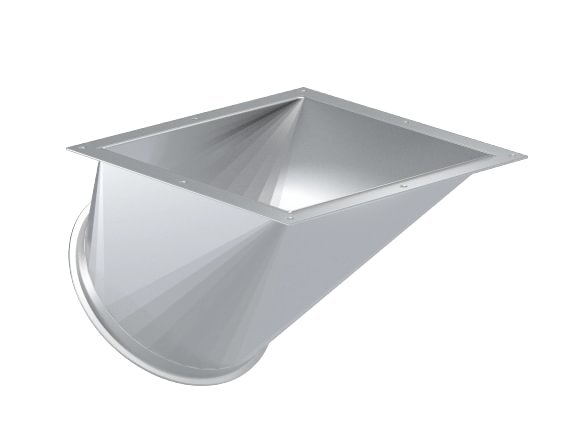 Perėjimas iš kvadrato į apvalų d175/1,5mm, 45°, dažytas