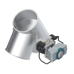 Skirstytuvas dviejų krypčių asimetrinis pneumatinis d150mm/2mm, 60°, nerūdijančio plieno