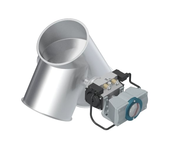 Skirstytuvas dviejų krypčių asimetrinis pneumatinis d175mm/2mm, 60°, dažytas