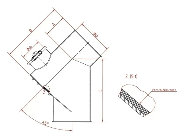 Stabdis srauto d250/3mm, 45°, dažytas