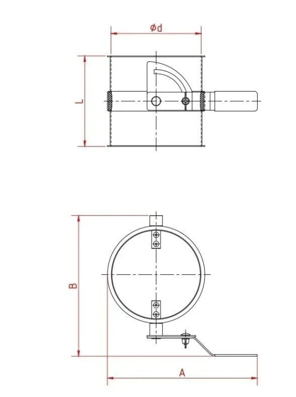 Droselinė sklendė su tarpine d224/2mm, rankinė, nerūdijančio plieno
