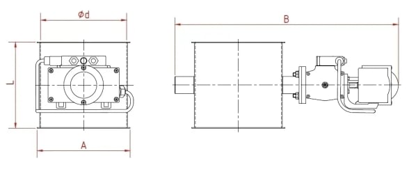 Vožtuvas uždarymo be tarpinės d175/1,5mm, El. 24V, dažytas