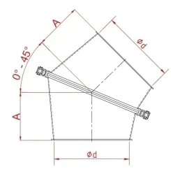 Alkūnė reguliuojama d250mm/2mm/0-45°, dažyta