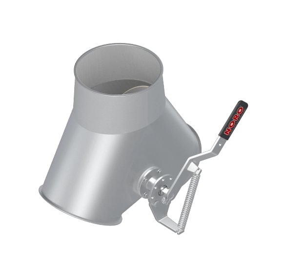 Skirstytuvas dviejų krypčių simetrinis rankinis d150/2mm, 45°, nerūdijančio plieno