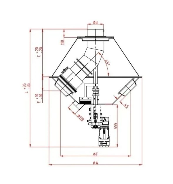 Skirstytuvas rotorinis elektrinis d100, 45°, 18 krypčių, dažytas