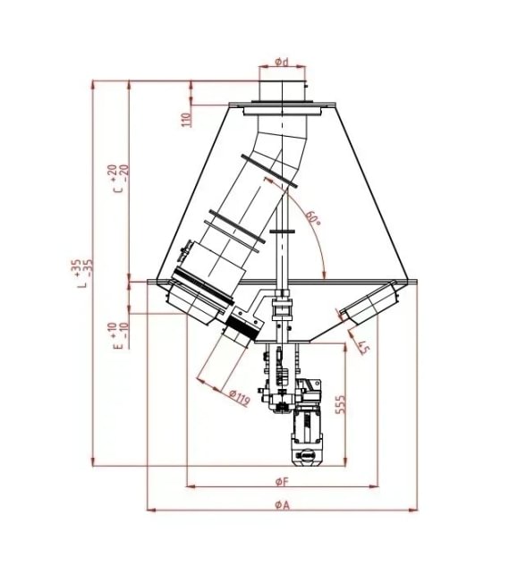 Skirstytuvas rotorinis elektrinis d250, 60°, 14 krypčių, dažytas