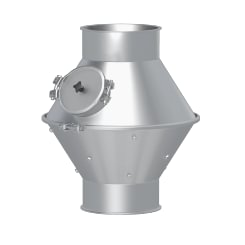 Baffle pot DN 120 x 2 mm, 1.0330, powder-coated with inspection opening with wear protection made of special polyurethane on the product contact surfa