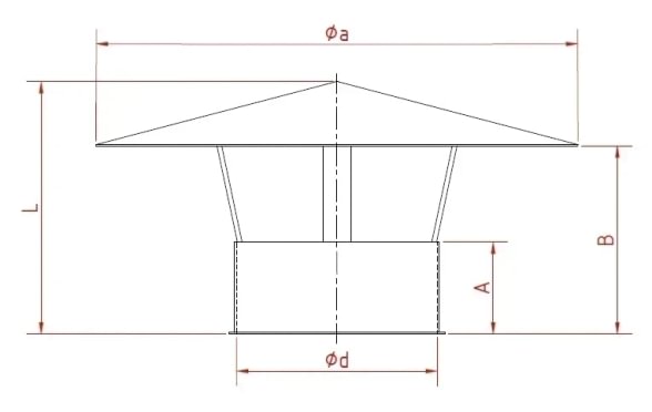 Vamzdžio stogelis d315/1,5mm, nerūdijančio plieno